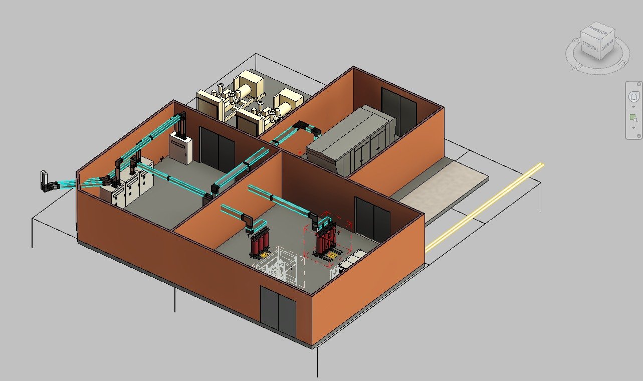 Modelo BIM Arena Bonita — subestación eléctrica